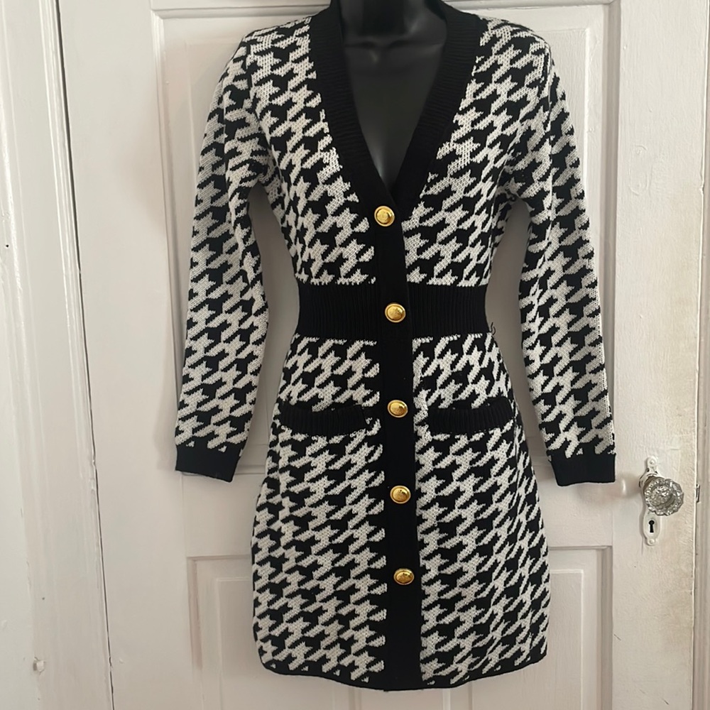 Missguided Houndstooth Print Bodycon Dress